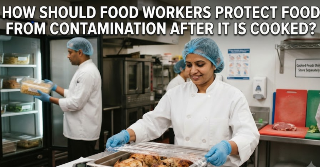 How Should Food Workers Protect Food From Contamination After It Is Cooked?